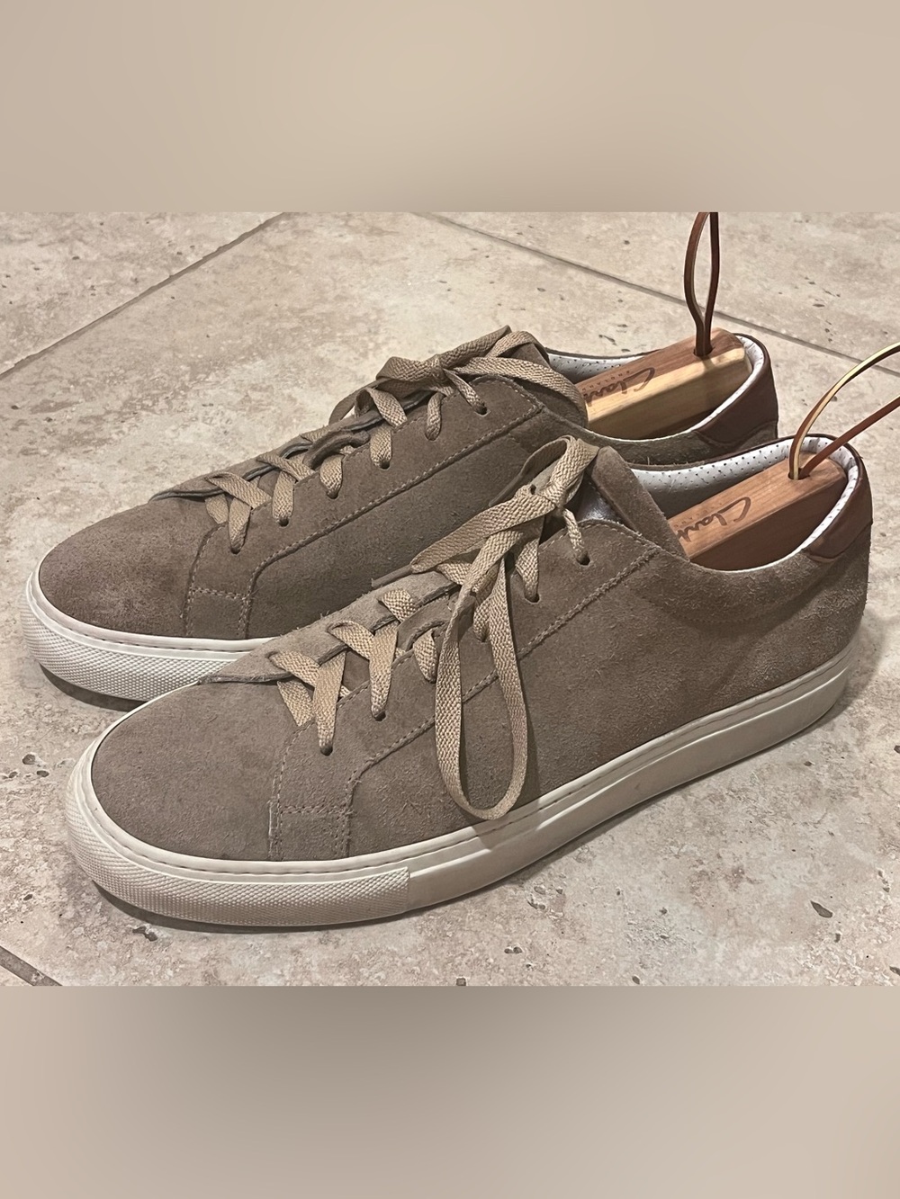 To Boot New York Handmade Brown Beige Leather Suede Sneakers 9.5 Made in Italy
